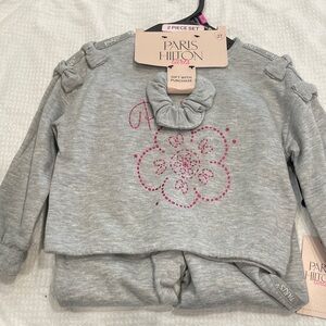Paris Hilton Kids Gray Sweatshirt with Pink Floral Design